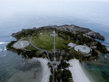 High angle view of beach against sky