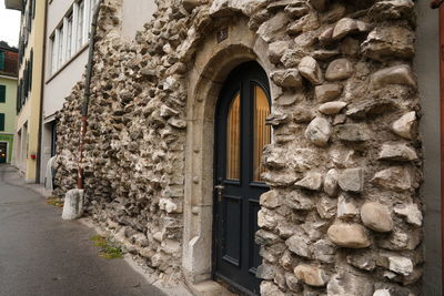 Closed door of old building