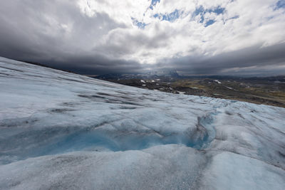 Scenic view of snow covered landscape
