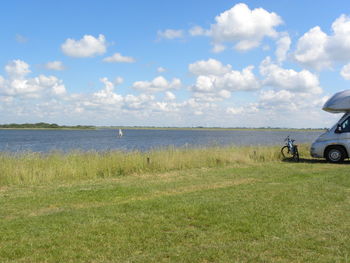 Scenic view of field against sky