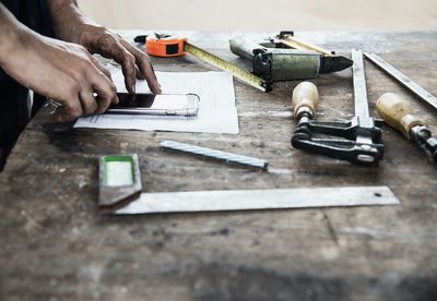 Man working on table