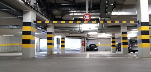 Interior of empty parking lot