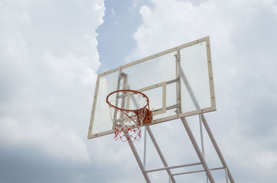Low angle view of basketball hoop against sky