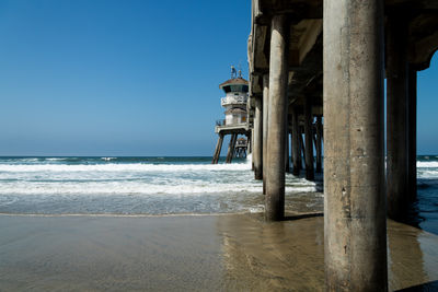 Scenic view of beach against clear sky