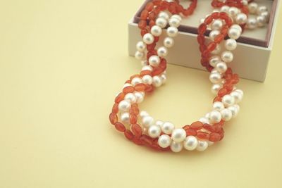 Close-up of heart shape against white background