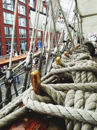 Close-up of sailing ship ropes