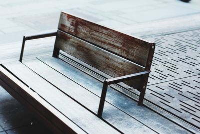 Wooden bench on pier