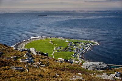 Hiking down towards alnes on godøy, sunnmøre, møre og romsdal, norway.