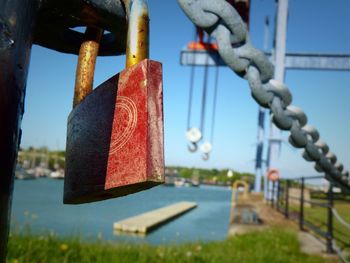 Close-up of objects against clear sky