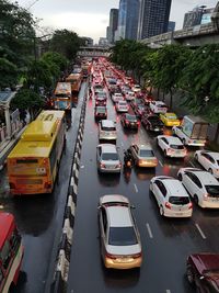 High angle view of traffic on city street