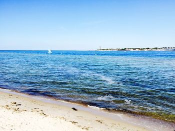 Scenic view of sea against clear sky