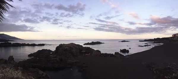 Scenic view of sea at sunset