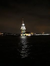 View of illuminated buildings in city at night