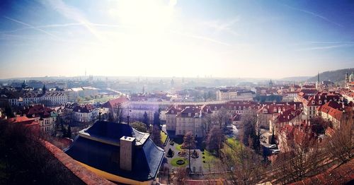 High angle view of cityscape against sky