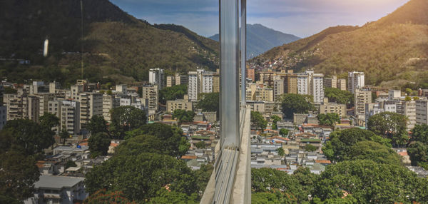 Venezuela, caracas, window view and city reflection.