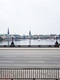 View of suspension bridge over river