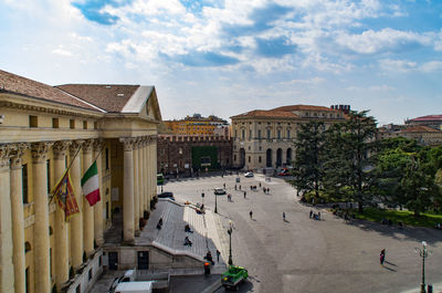 View of buildings against cloudy sky