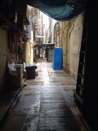 Narrow alley along buildings