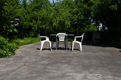 Empty bench in park