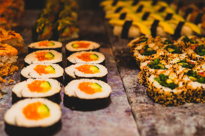 Close-up of sushi on table