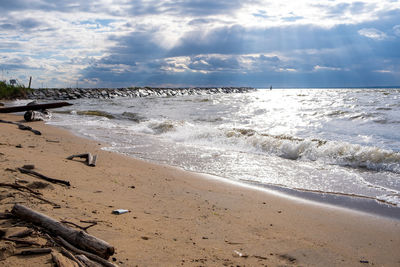 Scenic view of beach against sky