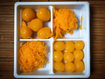 High angle view of food in plate