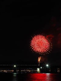 Firework display at night