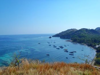 Scenic view of sea against clear sky