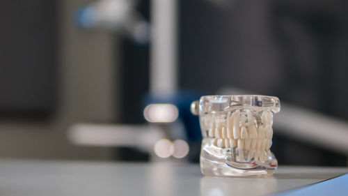 Close-up of glass of water on table