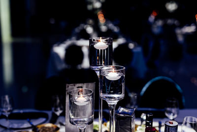 Luxury table settings for fine dining with and glassware, beautiful blurred  background. for events,