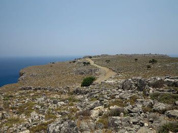 Scenic view of sea against clear sky