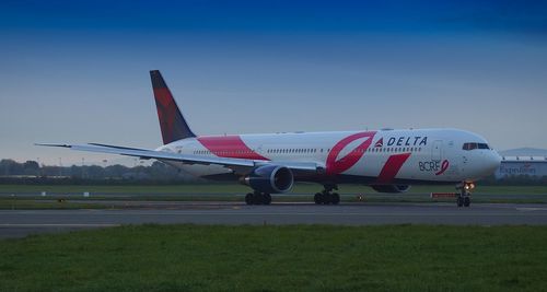 Airplane on airport runway