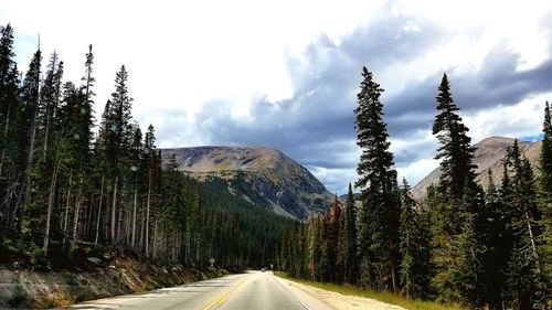 Road amidst trees against sky