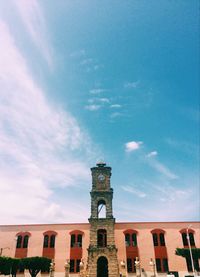 Low angle view of castle against blue sky