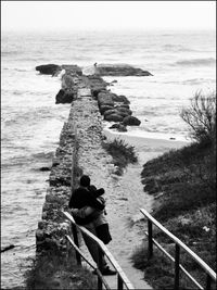 Rear view of a man on beach