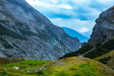 Scenic view of mountains against sky