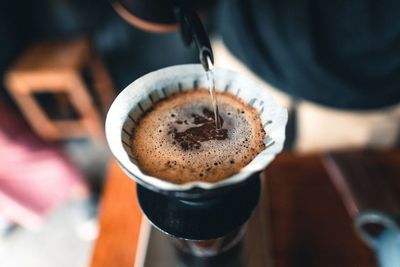 High angle view of coffee cup