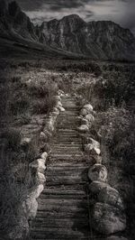 Narrow footpath amidst rocks