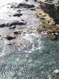 High angle view of waves in water