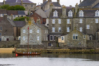 Viking boat in the water in lerwick, shetland