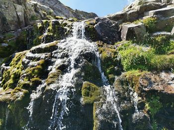 Water flowing through rocks