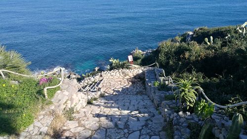 High angle view of beach by sea