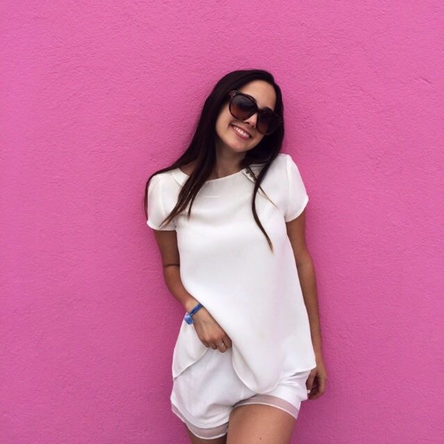 young adult, young women, indoors, front view, wall - building feature, fashion, person, portrait, sensuality, standing, lifestyles, looking at camera, femininity, beauty, casual clothing, dress, three quarter length