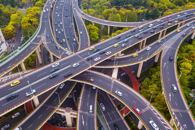 High angle view of cars moving on elevated road