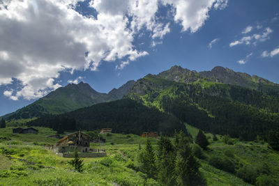 Scenic view of mountains against sky