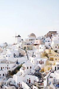 High angle view of houses in town