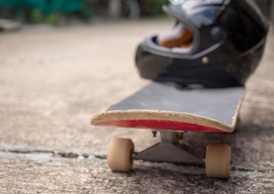 Close-up of skateboard