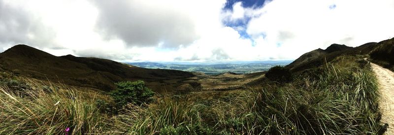 Scenic view of landscape against cloudy sky