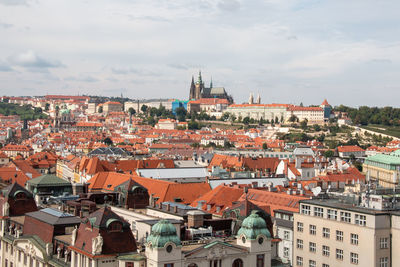 High angle view of townscape against sky