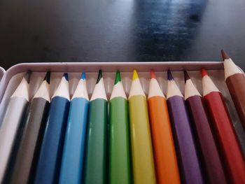 Close-up of multi colored pencils